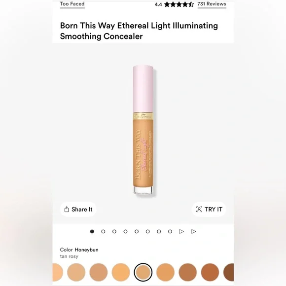 •Lot of 4• NIB Too Faced Born This Way Ethereal Light Concealer, Shade Honeybun - Picture 5 of 9